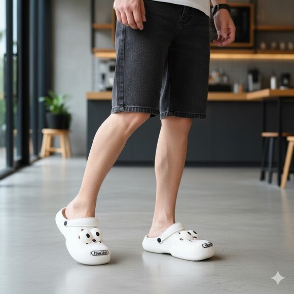 Man's stylish clogs with large eyelets: comfortable, height-increasing！！WHITE - Picture 4 of 4